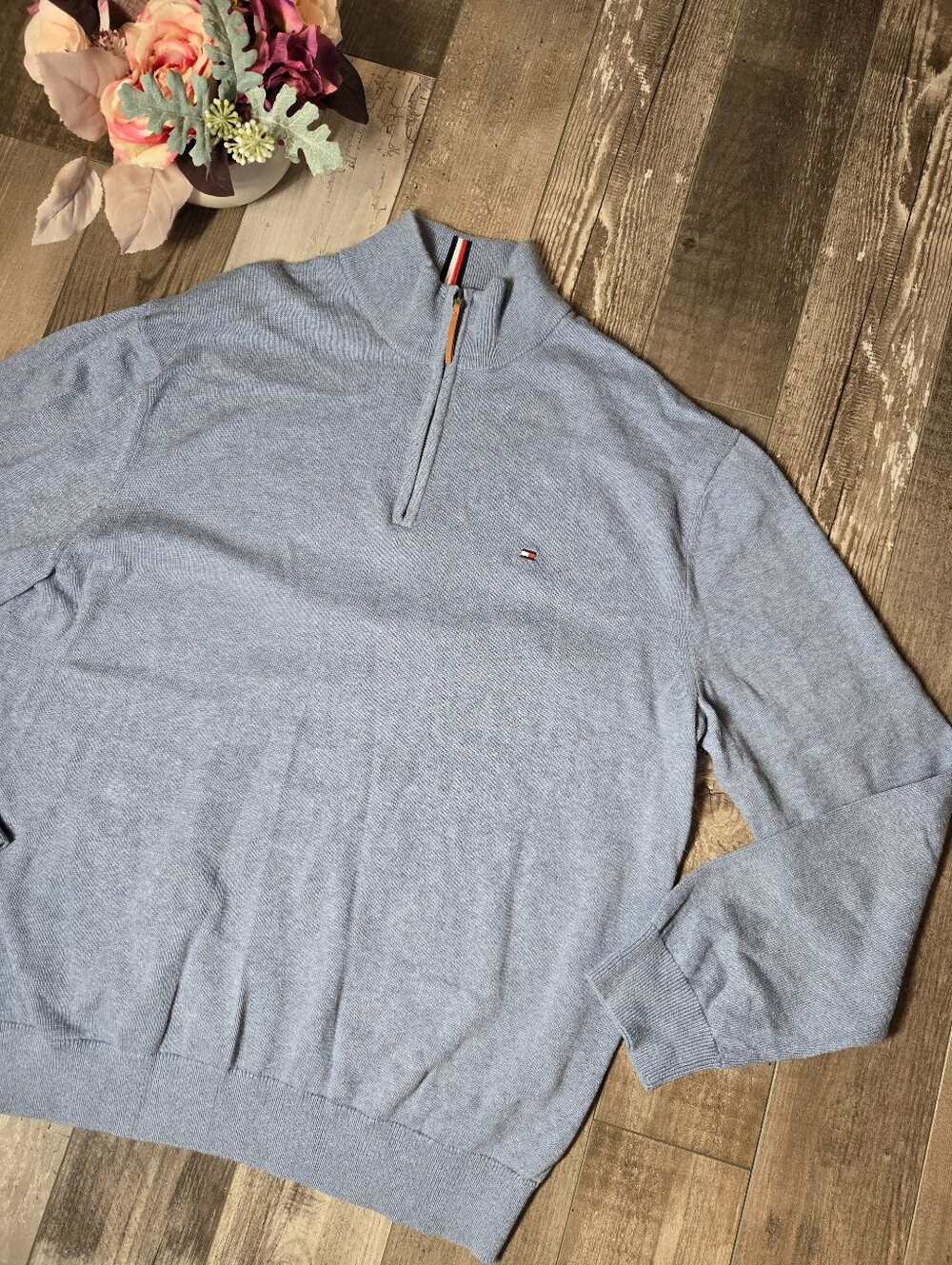 Tommy Hilfiger Men’s XXL Light Blue Quarter‑Zip Sweater - Picture 14 of 16